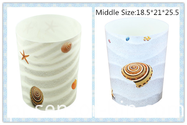 Sea Shells Design Round Plastic Waste Bin (FF-5224)